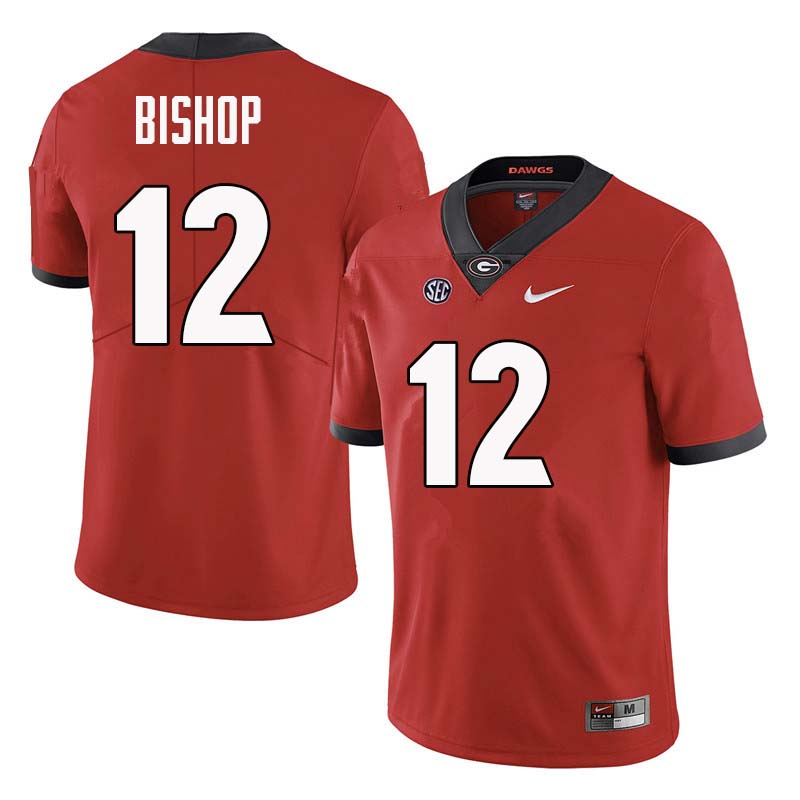 Men Georgia Bulldogs #12 Tray Bishop College Football Jerseys Sale-Red - Click Image to Close